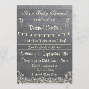 Invitation Baby shower Rustique Mason Jar