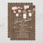 Invitation Baby shower rustique Mason Jar Girls (Devant / Derrière)