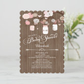 Invitation Baby shower rustique Mason Jar Girls (Debout devant)