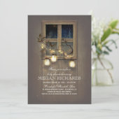 Invitation Baby shower rustique Mason Jar Twinkle Lights (Debout devant)