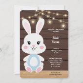 Invitation Baby shower rustique mignon lapin blanc (Devant)