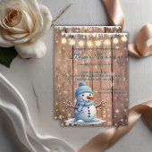 Invitation Baby shower rustique moderne élégant Blue Snowman