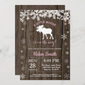 Invitation Baby shower Rustique Moose hiver Flamme de neige (Devant / Derrière)