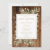 Invitation Baby shower rustique neutre en bois | Saupoudrer (Devant)