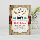 Invitation Baby shower rustique - Oh Deer (Debout devant)