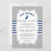 Invitation Baby shower rustique OH DEER Buck, gris marine (Devant)