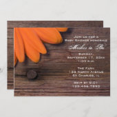 Invitation Baby shower rustique Orange Daisy (Devant / Derrière)