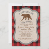 Invitation Baby shower rustique Ours (Devant)