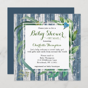 Invitation Baby shower Rustique Par Mail Aquarelle Vert Flora