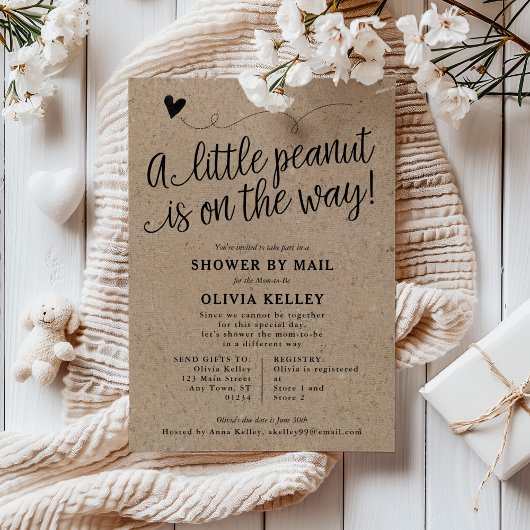 Invitation Baby shower Rustique PAR MAIL, Petite cacahuète, K