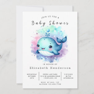 Invitation Baby shower Rustique Personnalisé Baleine