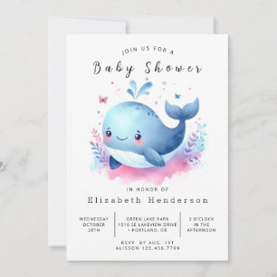 Invitation Baby shower Rustique Personnalisé Baleine