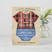 Invitation Baby shower Rustique Plaid Lumberjack Boys (Debout devant)
