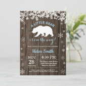 Invitation Baby shower Rustique Polar Bear Winter Boy (Debout devant)