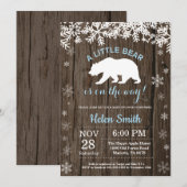 Invitation Baby shower Rustique Polar Bear Winter Boy (Devant / Derrière)