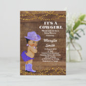 Invitation Baby shower rustique rustique de cowgirl africaine (Debout devant)