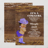 Invitation Baby shower rustique rustique de cowgirl africaine (Devant / Derrière)