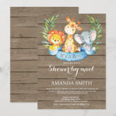 Invitation Baby shower rustique Safari Jungle Boy par mail (Devant / Derrière)