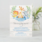 Invitation Baby shower rustique Safari Jungle Boy par mail (Debout devant)