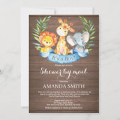 Invitation Baby shower rustique Safari Jungle Boy par mail (Devant)