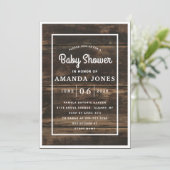 Invitation Baby shower rustique simple en bois d'écorce (Debout devant)