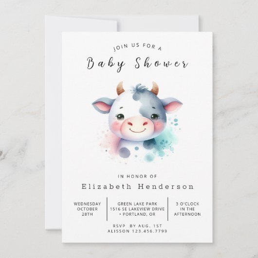 Invitation Baby shower rustique simple et gracieux (Devant)