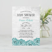 Invitation Baby shower Rustique Succulent Floral Grange Bois (Debout devant)