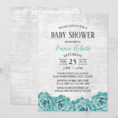 Invitation Baby shower Rustique Succulent Floral Grange Bois (Devant / Derrière)