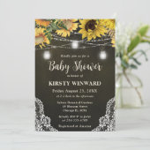 Invitation Baby shower rustique Sunflower & Mason Jar Lumière (Debout devant)