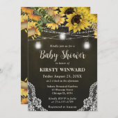 Invitation Baby shower rustique Sunflower & Mason Jar Lumière (Devant / Derrière)