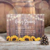 Invitation Baby shower rustique Sunflower & String Lights