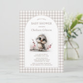 Invitation Baby Shower Rustique sur le Thème des Oiseaux (Debout devant)