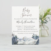 Invitation Baby shower Rustique Swan Lake (Debout devant)