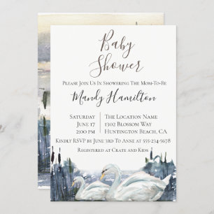 Invitation Baby shower Rustique Swan Lake