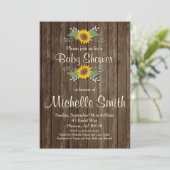 Invitation Baby shower rustique, Tournesol, Floral (Debout devant)