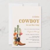 Invitation Baby shower rustique Western Cowboy (Devant)