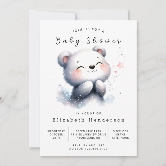 Invitation Baby shower Rustique Whimsy Bear (Devant)