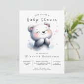 Invitation Baby shower Rustique Whimsy Bear (Debout devant)