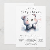 Invitation Baby shower Rustique Whimsy Bear (Devant / Derrière)