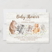 Invitation Baby shower Rustique Woodland Friends (Devant)