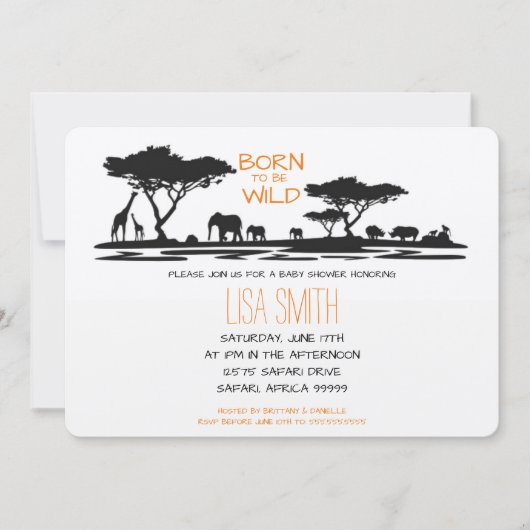 Invitation Baby shower Safari (Devant)