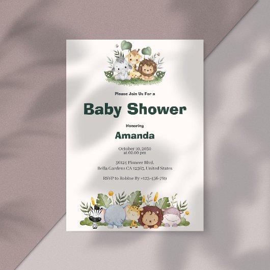 Invitation Baby shower Safari