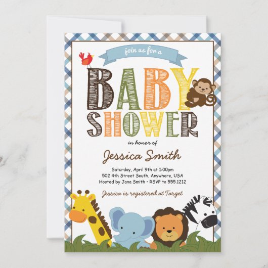 Invitation Baby shower Safari (Devant)