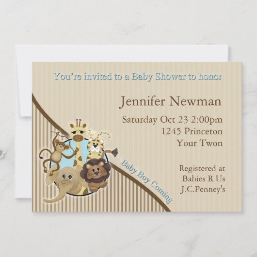 Invitation Baby shower Safari (Devant)