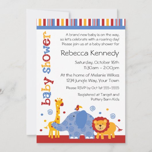 Invitation Baby shower Safari (Devant)