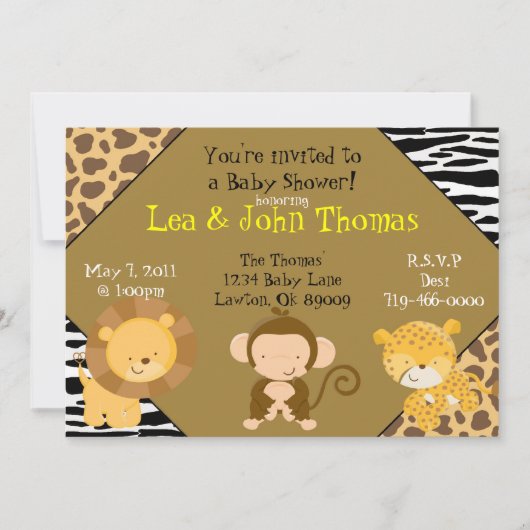 Invitation Baby shower Safari (Devant)