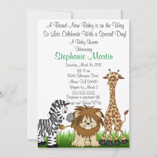 Invitation Baby shower Safari (Devant)