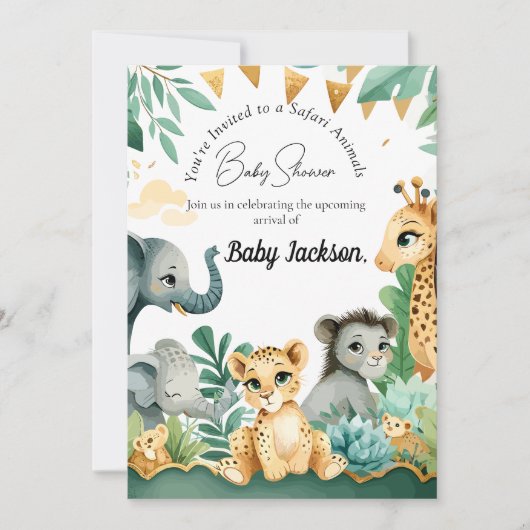 Invitation Baby shower Safari (Devant)