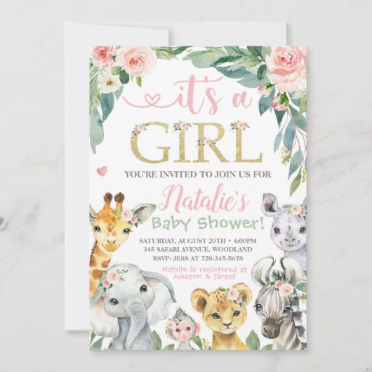 Invitation Baby shower Safari (Devant)