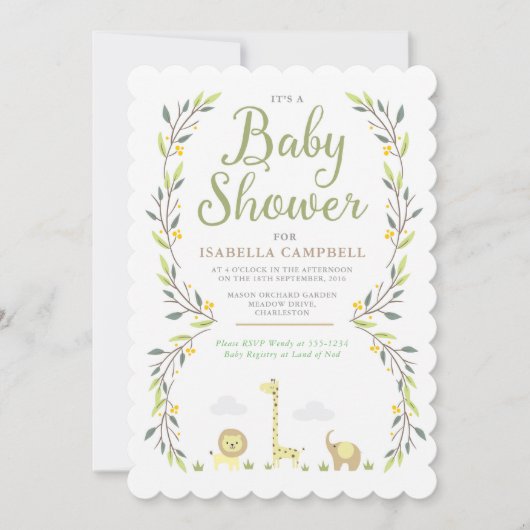 Invitation Baby shower Safari (Devant)